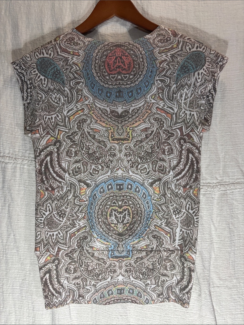 Forever 21 Paisley V-Neck sweater vest in Neutral, Blue & Tan - Picture 5 of 5